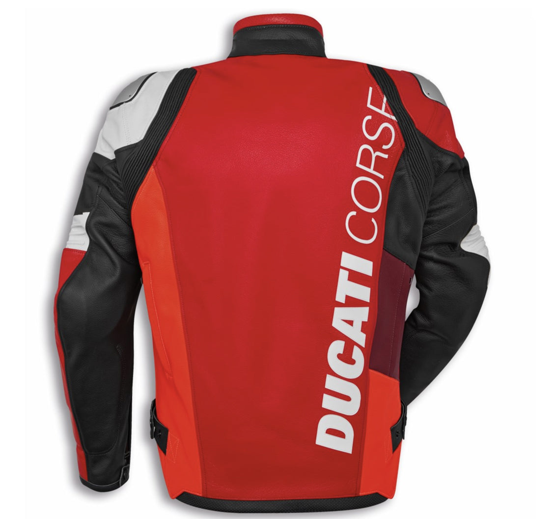 Men&#39;s Corse C6 Leather Jacket - 2 colors Red/Wht and Black